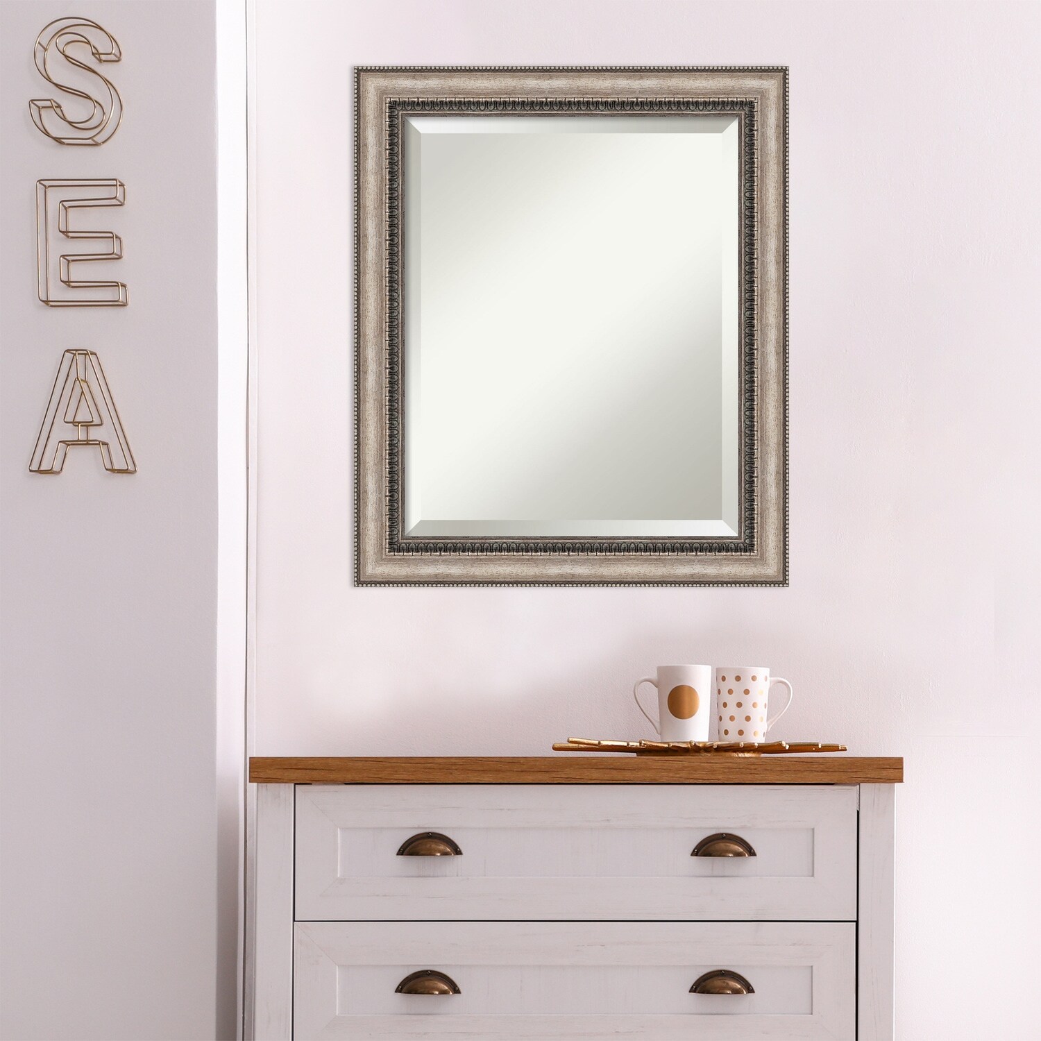 как выглядит Beveled Bathroom Wall Mirror - Lyla Ornate Silver Frame - Lyla Ornate Silver Out фото