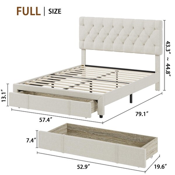Full Size Bed Frame with 2 Storage Drawers - Bed Bath & Beyond