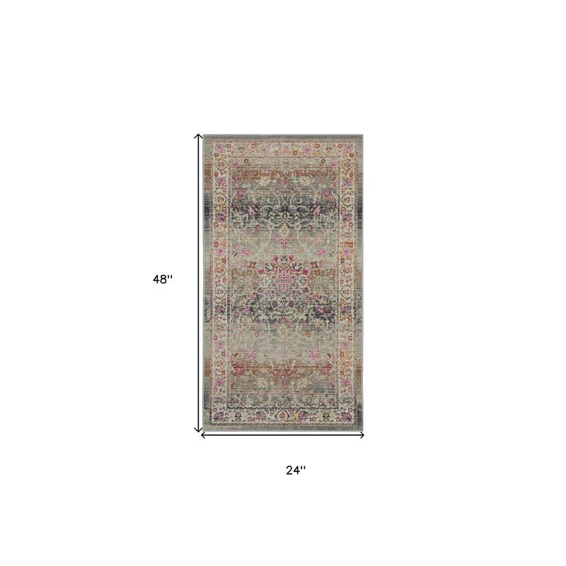 HomeRoots Floral Transitional Rectangle Area Rug
