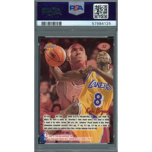 Kobe Bryant 1996 Fleer Ultra Basketball Rookie Card RC #52 Graded PSA 8 - Black - 8'6" x 11'6" - Bed Bath & Beyond - 40993261 Kobe Bryant 1996 Fleer Ultra Basketball Rookie Card RC #52 Graded PSA 8 - Black - 8'6" x 11'6" - Bed Bath & Beyond - 40993261