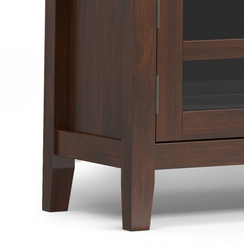 WYNDENHALL Stratford SOLID WOOD 72" Wide Transitional TV Media Stand in Russet Brown For TVs upto 80" - 16.5" D x 72" W x 20" H