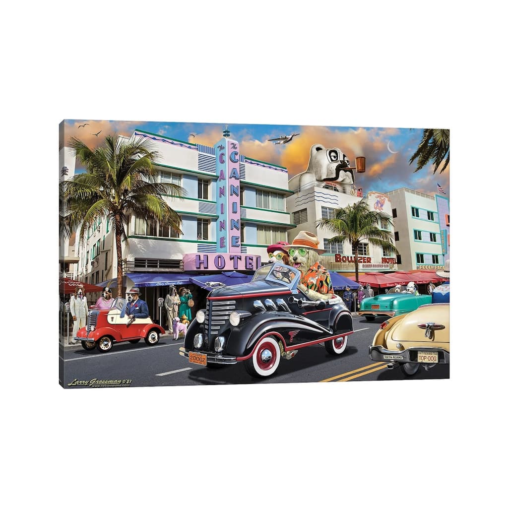 iCanvas "Dog Days In Miami" by Larry Grossman Canvas Print