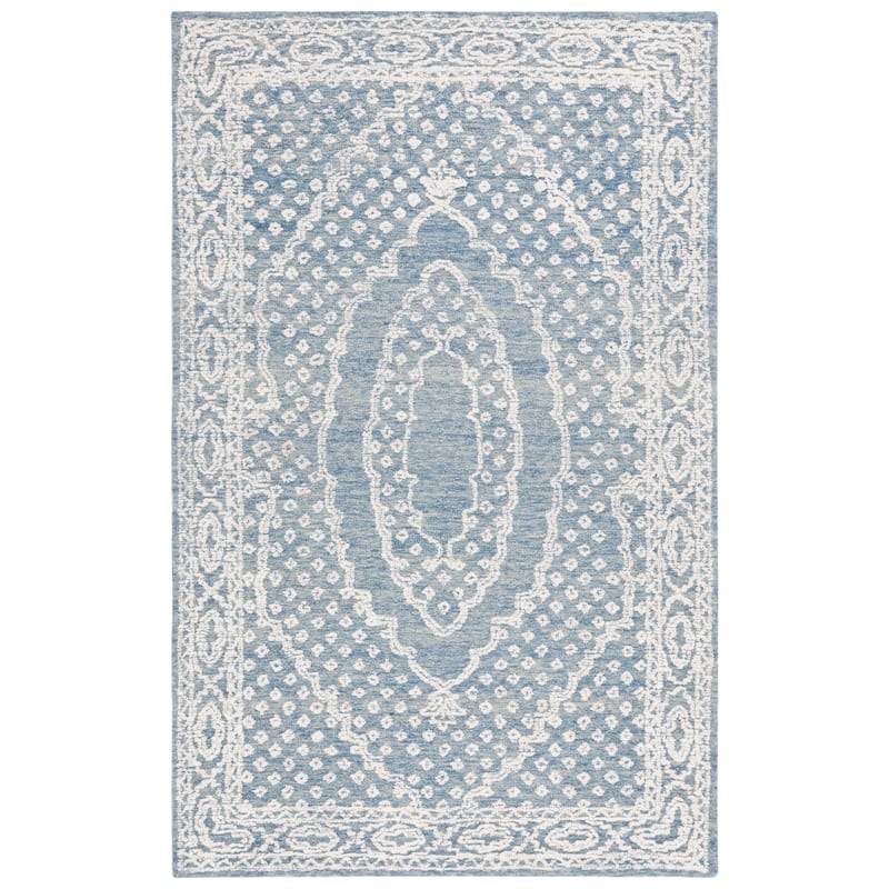 SAFAVIEH Handmade Ebony Branddis Modern Wool Rug - 5' x 8' - Ivory/Navy