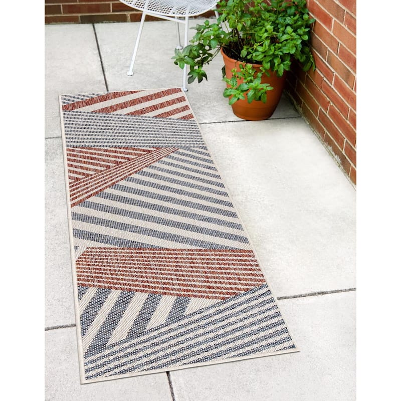 Outdoor Zrand Collection Area Rug - Blue - 2'x6'