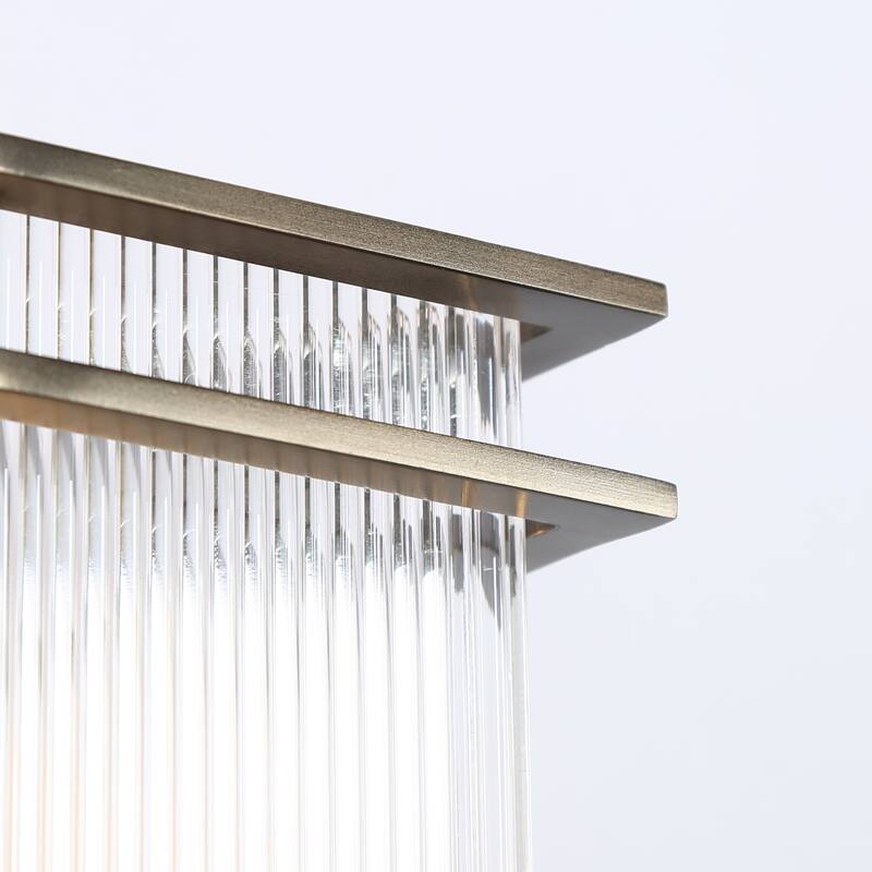 Modern 2-Light Brushed Rectangle Wall Sconce Acrylic Bathroom Vanity Light - W 7.5" x L 15.4" x H 3.9"