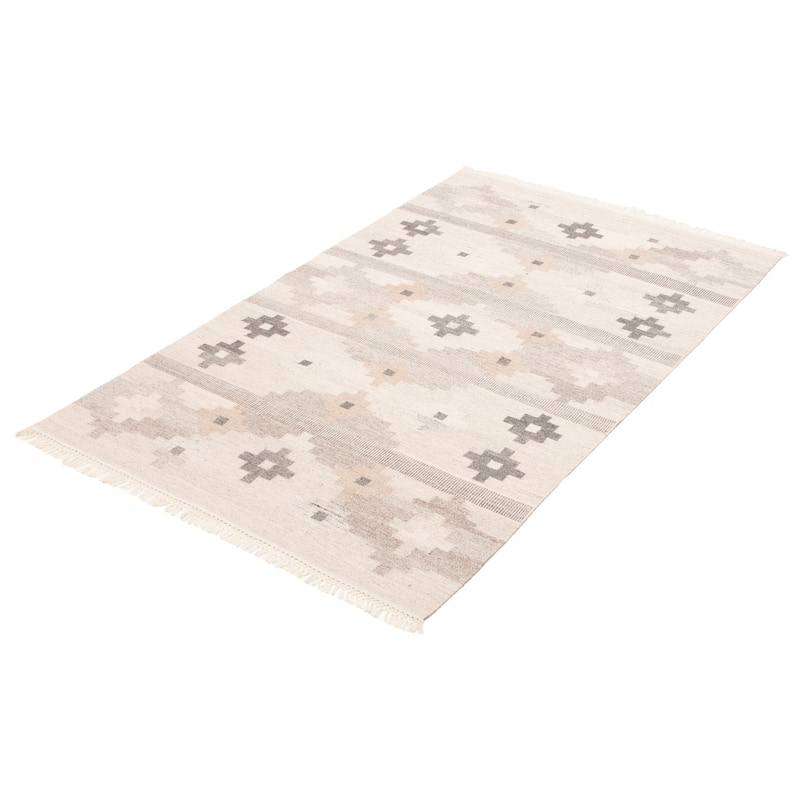 ECARPETGALLERY Flat-Weave Ankara FW Beige Wool Kilim - 5'0 x 8'0
