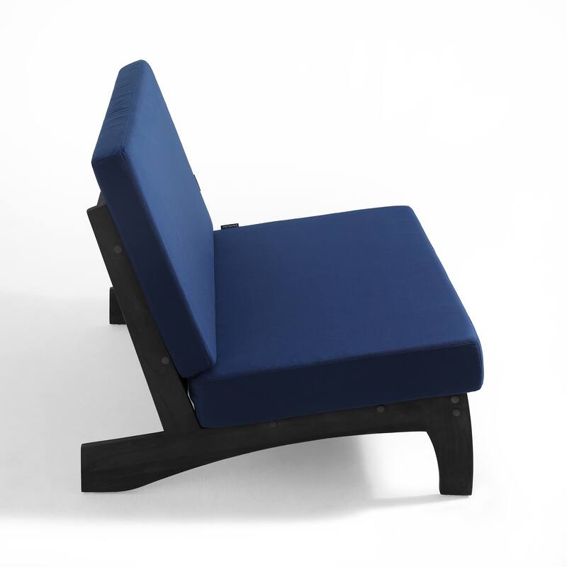 2-Piece Outdoor Teak Wood Loveseat Patio Set with Side Table