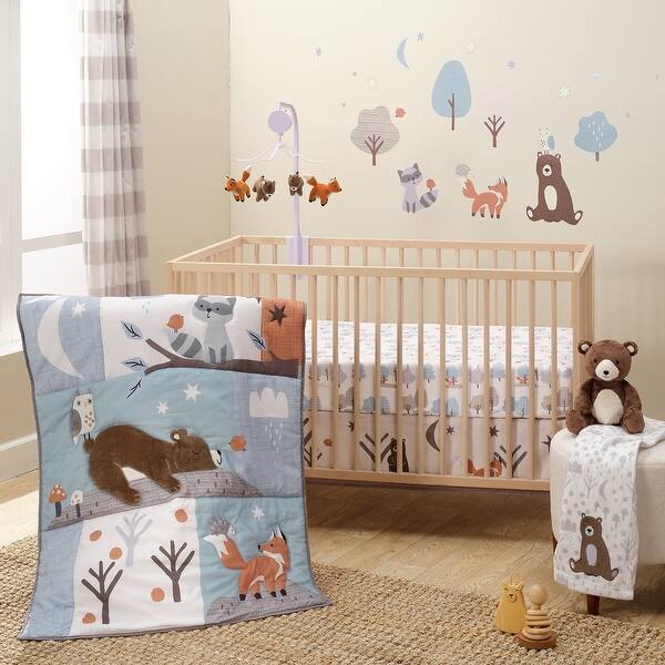 slide 2 of 11, Bedtime Originals Sleepytime Bear Woodland 3-Pc Baby Nursery Crib Bedding Set