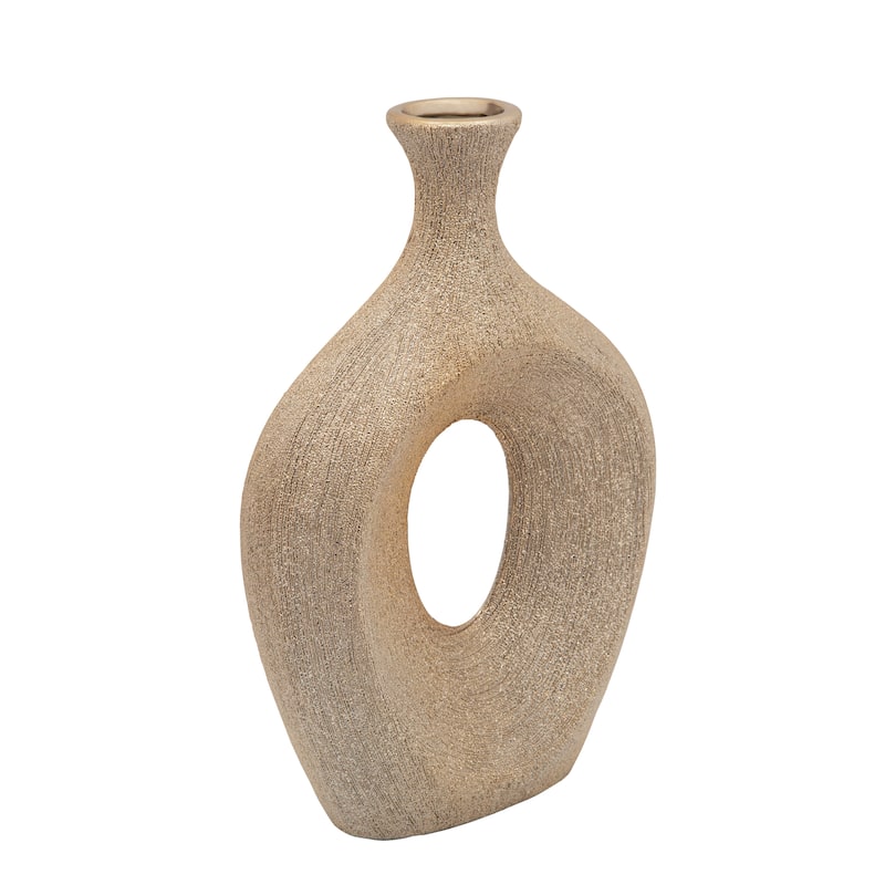Sagebrook Home Abstract Unique Cut Out Sculptural Vase - 3"x9"x13" - Beaded Gold