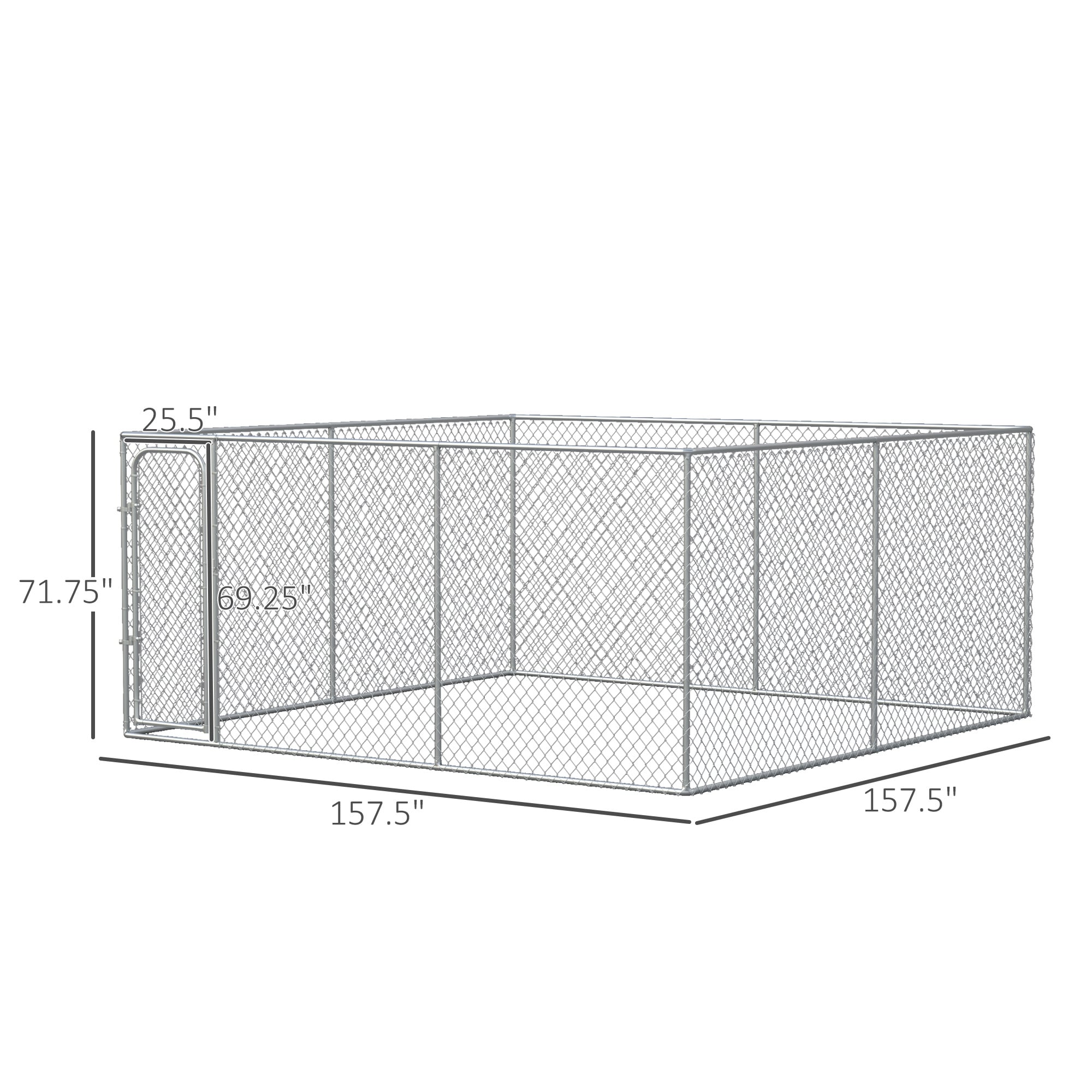 PawHut Outdoor Dog Kennel Galvanized Chain Link Fence Heavy
