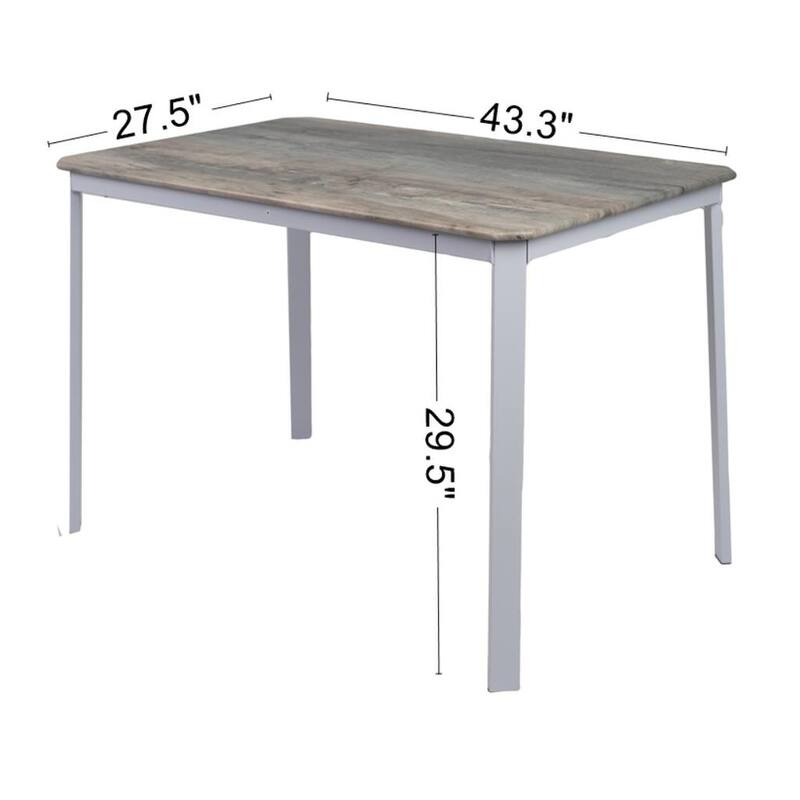 Rustic Elegance 4-Piece Dining Table Set - Grey and White Charm, Space-Saving Design