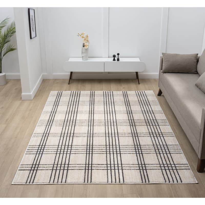 Nomad Collection Plaid Patterned Area Rug