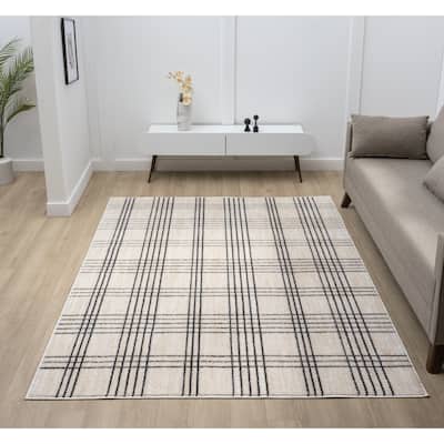 Nomad Collection Plaid Patterned Area Rug