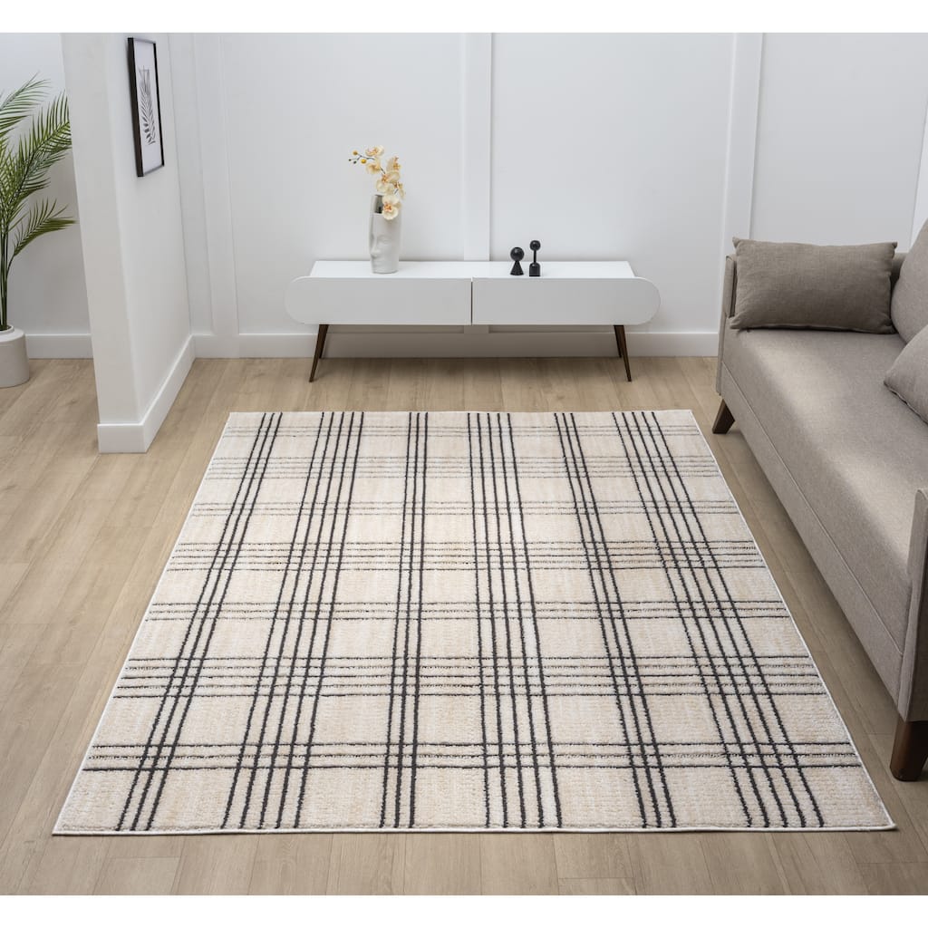 Nomad Collection Plaid Patterned Area Rug