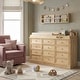 preview thumbnail 3 of 16, Pine Wood Baby Changing Table with 12 Large Drawers Natural Finish Convertible Nursery Dresser Chest - 59.9"x40.2"