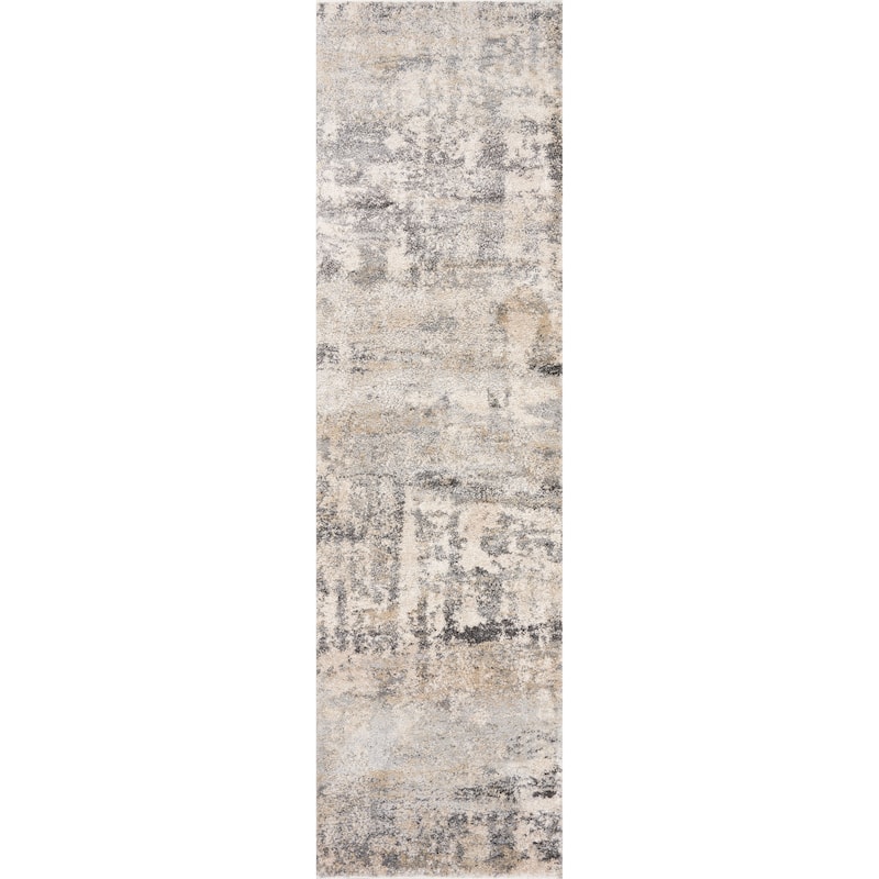 Domani Portland Casual Natural Cityscape Shag Area Rug - 2'2" x 7'6" Runner - Natural