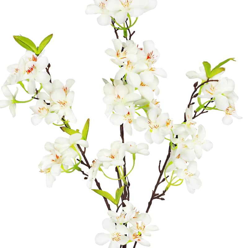 Set of 4 Cream White Artificial Apple Blossom Flower Stem Spray 34in - 34" L x 12" W x 4" DP