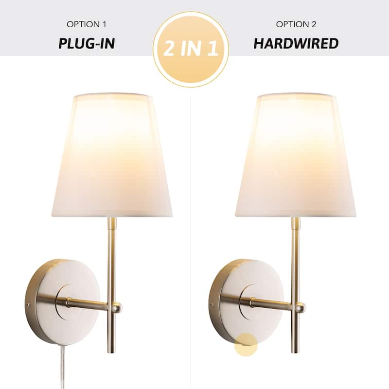 CO-Z 1-Light Wall Sconce Bathroom Vanity Light w White Fabric Shade