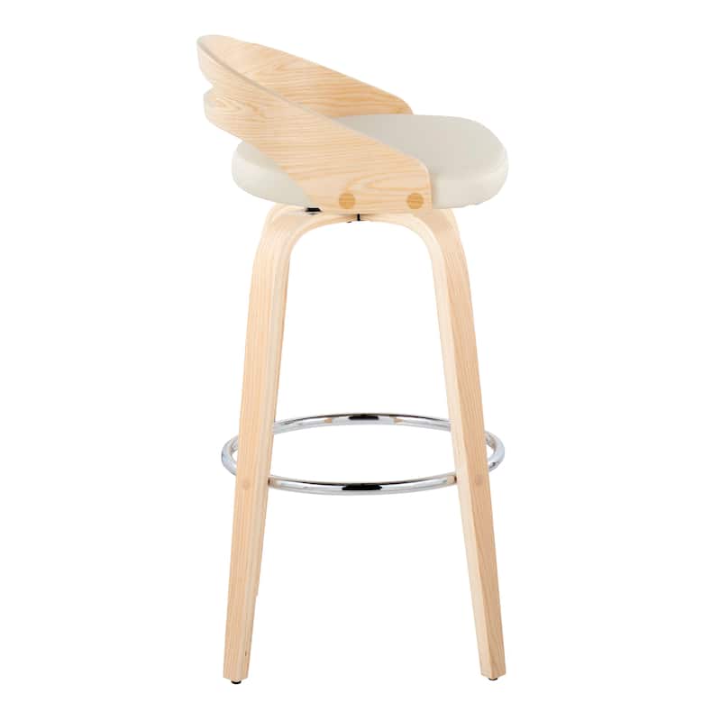 Carson Carrington Sadie 30" Fixed-Height Bar Stool with Bent Wood Legs & Round Footrest (Set of 2)