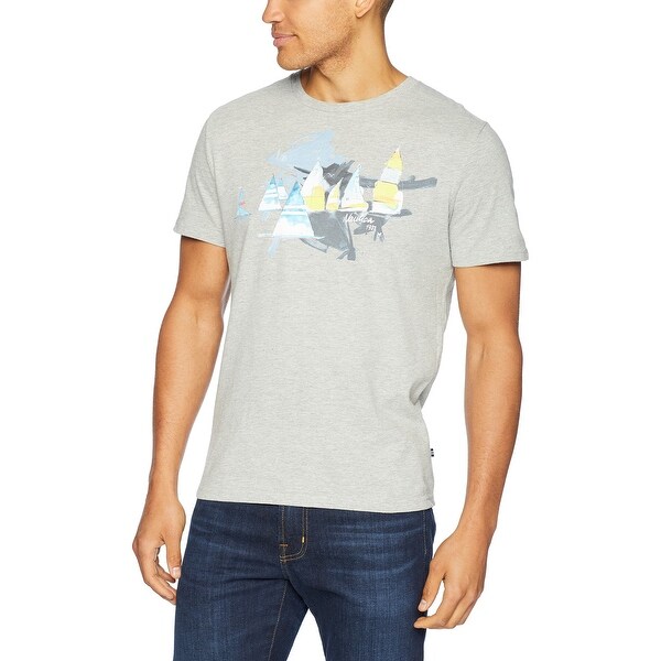 Nautica Gray Mens Size Medium M Graphic Print Crewneck Tee T-Shirt