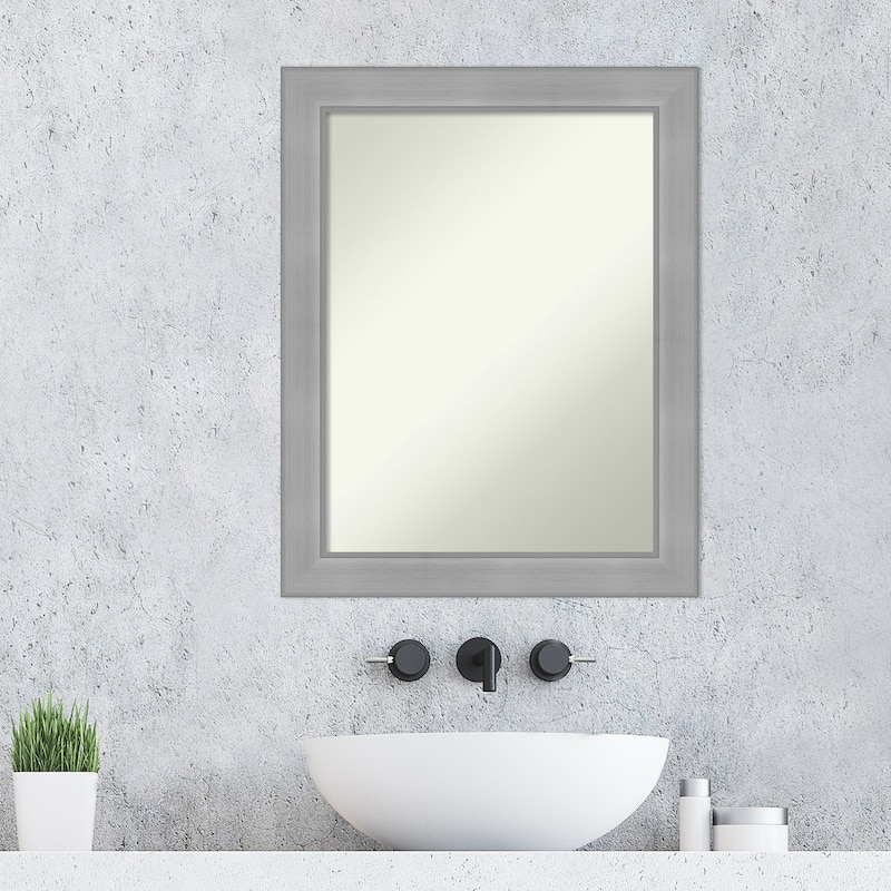 Non-Beveled Bathroom Wall Mirror - Vista Brushed Nickel Frame