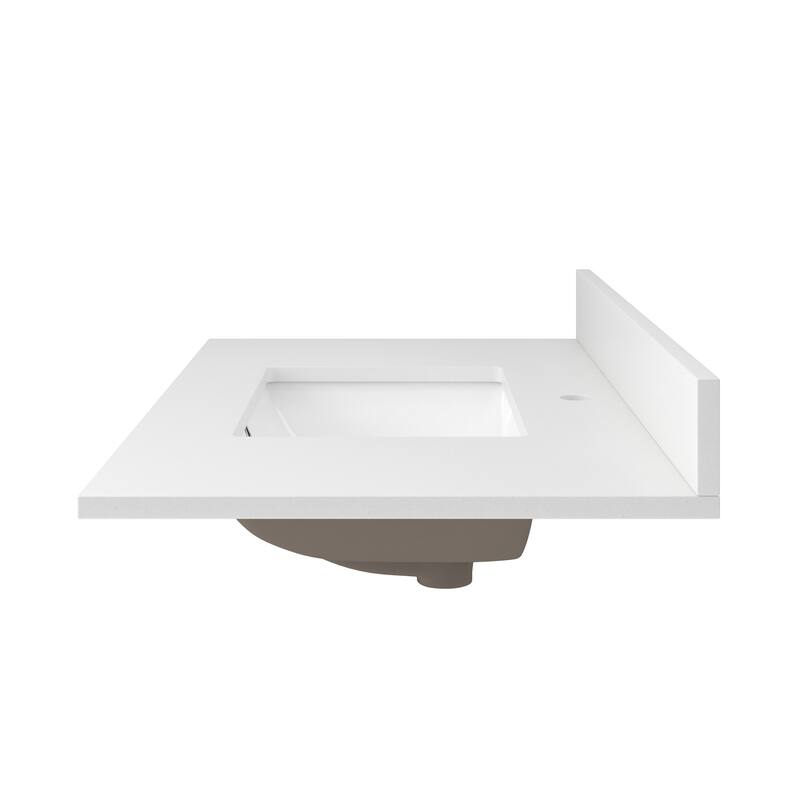 CRAFT + MAIN QZ37221R 37" Quartz Vanity Top with Backsplash and