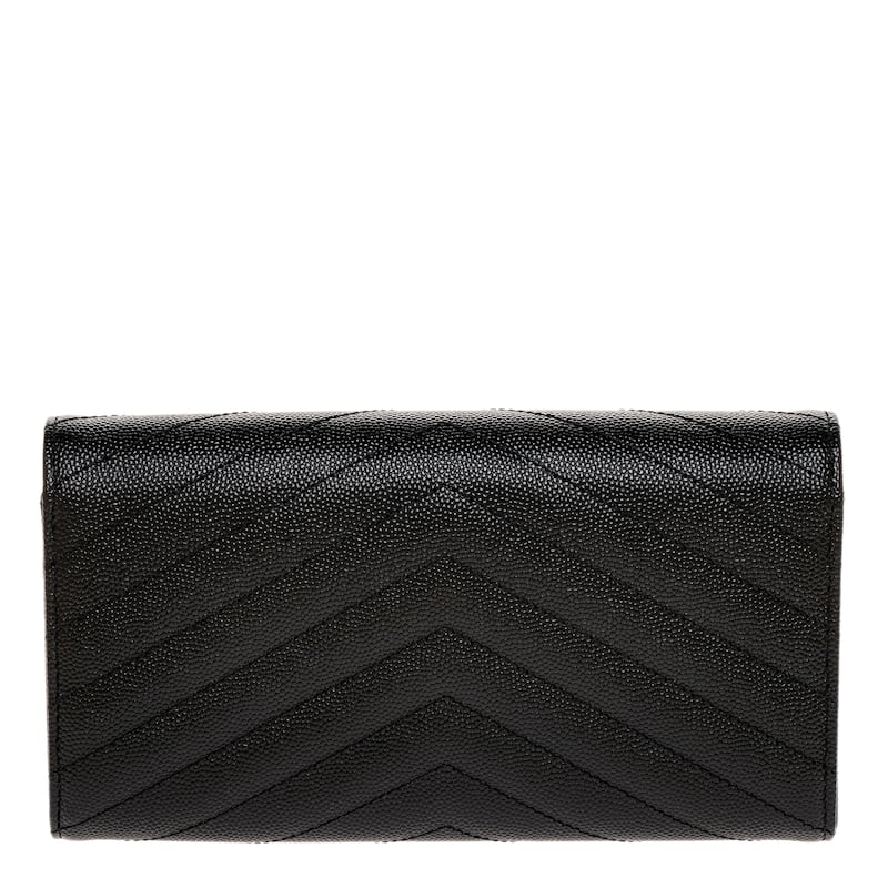 Saint Laurent Cassandre Large Flap Wallet in Grain de Poudre Leather