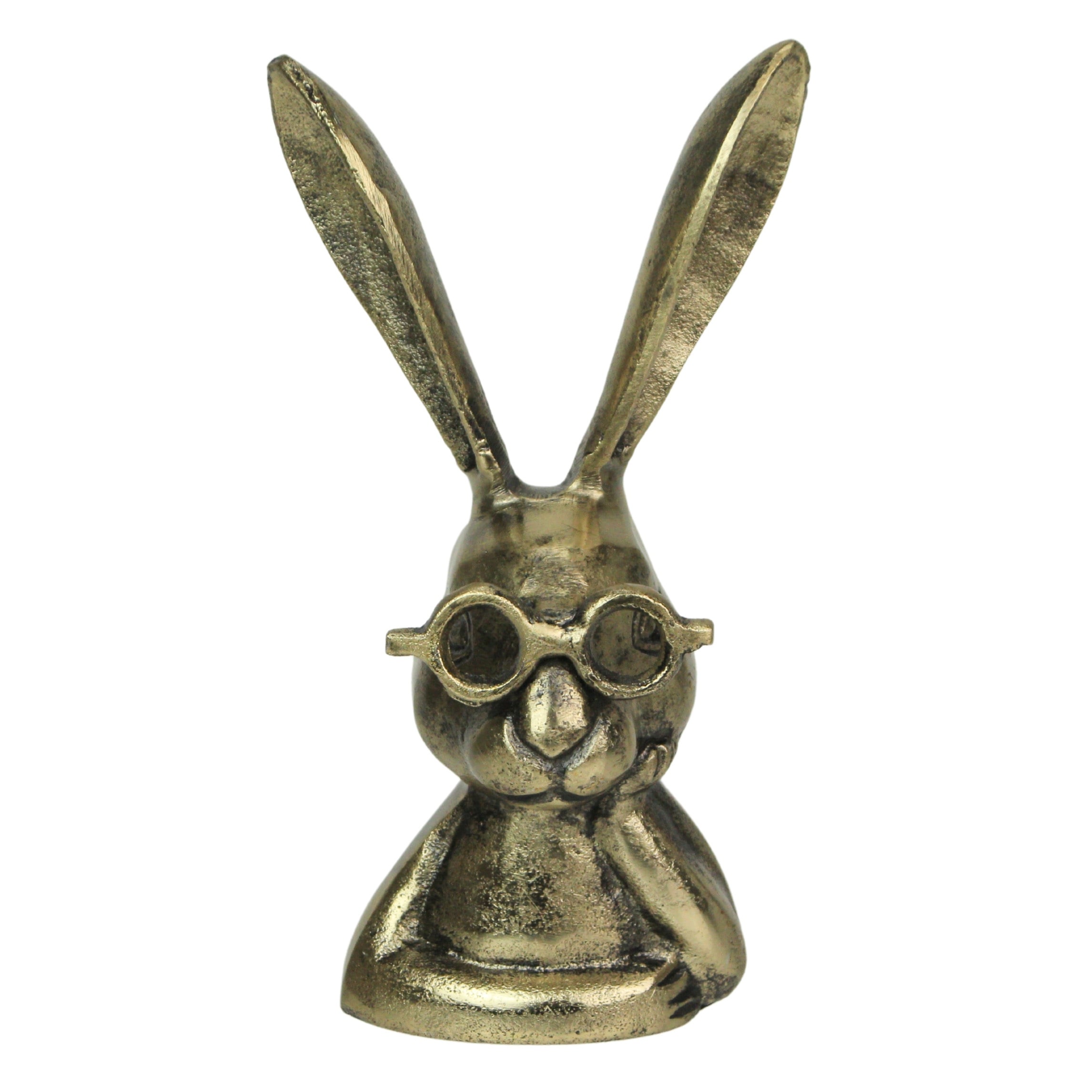 Whimsical Gold Bunny Statue 10.25" Cast Aluminum, Elegant Home Decor - 10.25 X 5.5 X 4.25 inches