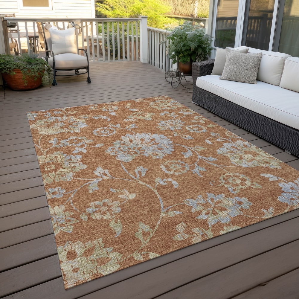 Machine Washable Indoor/ Outdoor Chantille Farmhouse Floral Rug