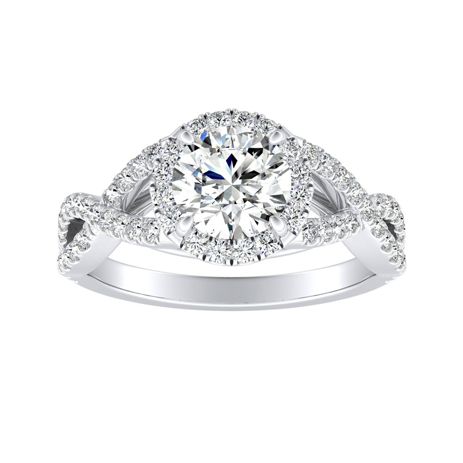 Auriya 14K Gold Lab Grown Diamond Round Twisted Halo Engagement Ring 1.51 - 5.51ct. tw. (E-F, VS)