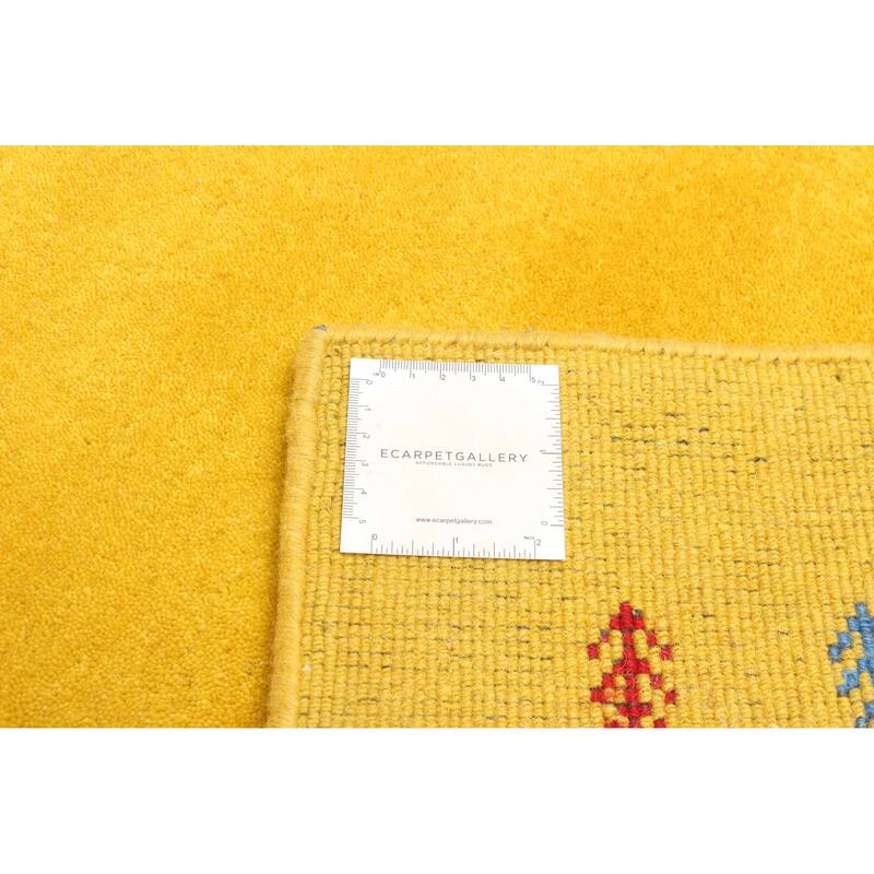 ECARPETGALLERY Hand Loomed Kashkuli Gabbeh Gold Wool Rug - 3'1 x 4'11