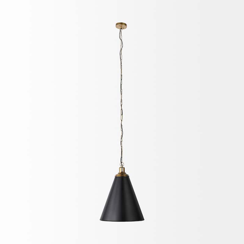 Fenton Black With Gold Accents Tapered Pendant Light - 18.0L x 18.0W x 23.0H