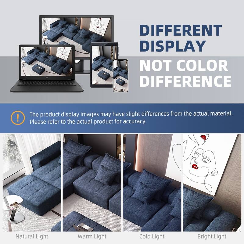 GDFStudio - Chenille Tufted Oversized 198" Modular Sectional Sofa with 2 Ottomans