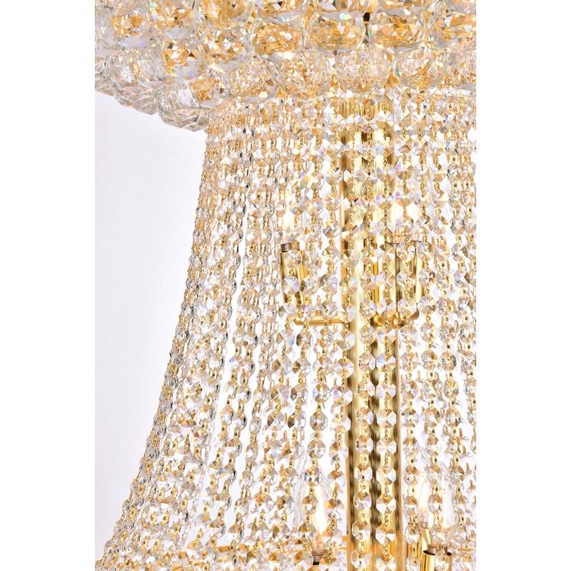 Elegant Lighting Gold Royal-cut 36-inch Crystal Clear Large Hanging Chandelier