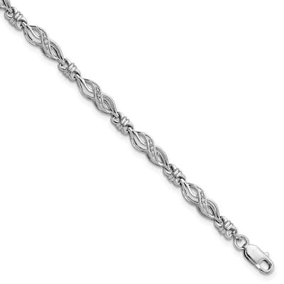 Curata 925 Sterling Silver Polished Lobster Claw Closure Diamond Bracelet