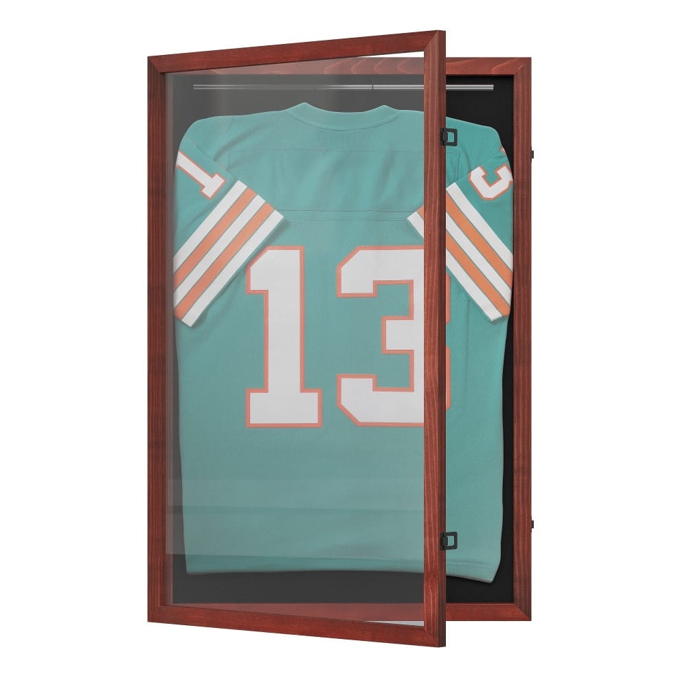 Wooden Jersey Display Case with Foam Board and Keyed Lock