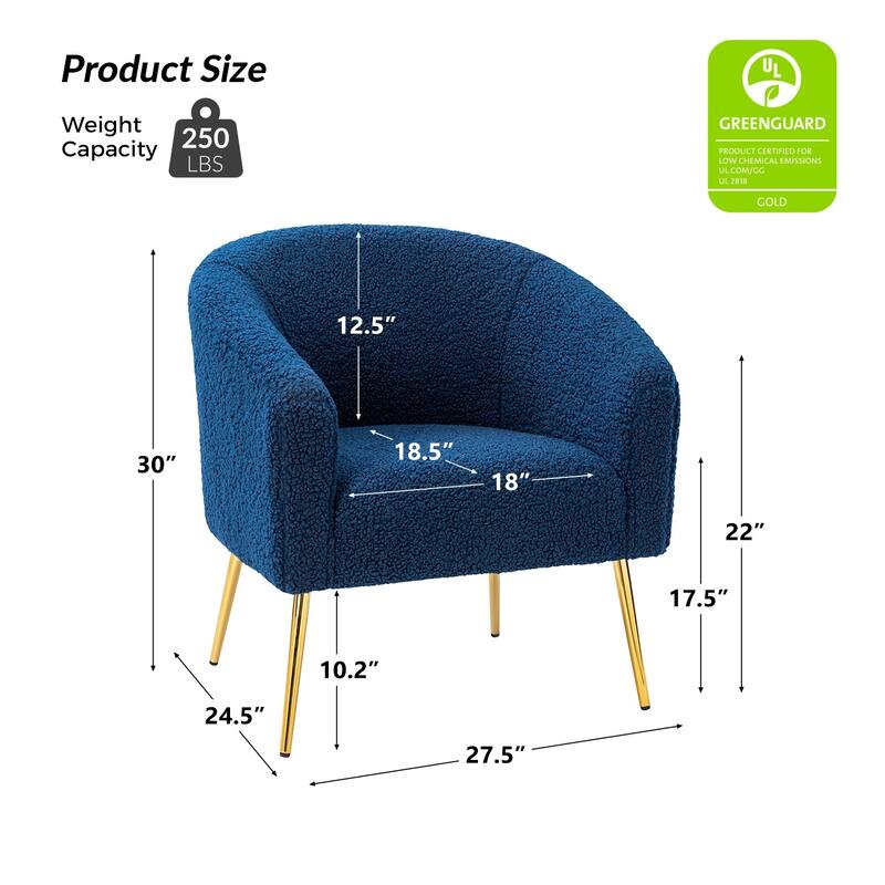 Rovigo Modern Upholstered Living Room Accent Barrel Chair with Metal Legs by HULALA HOME