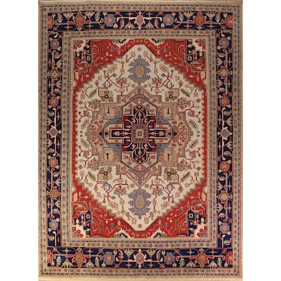 Geometric Heriz Serapi Oriental Large Area Rug Handmade Wool Carpet - 11'10" x 14'11"