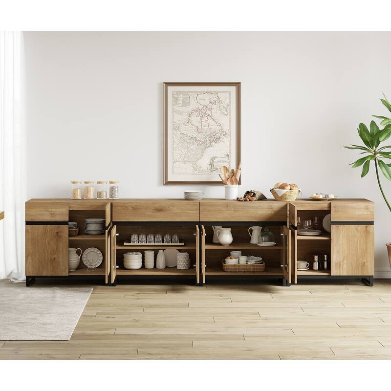 4 in 1 Dresser with 2 Drawers & Glass Doors, Adjustable Shelf, Modern Storage Cabinet and Closet Organizer for Bedroom