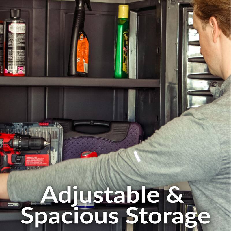 Sunnydaze Storage Cabinet with 2 Adjustable Shelves and Drawer