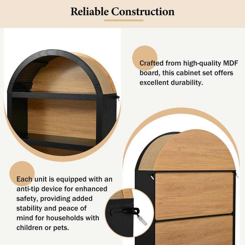 Farmhouse 68.8" Tall Freestanding Bookshelves Set of 2, 5-Tier Display Bookcase Arched Top for Living Room, Bedroom, Home Office