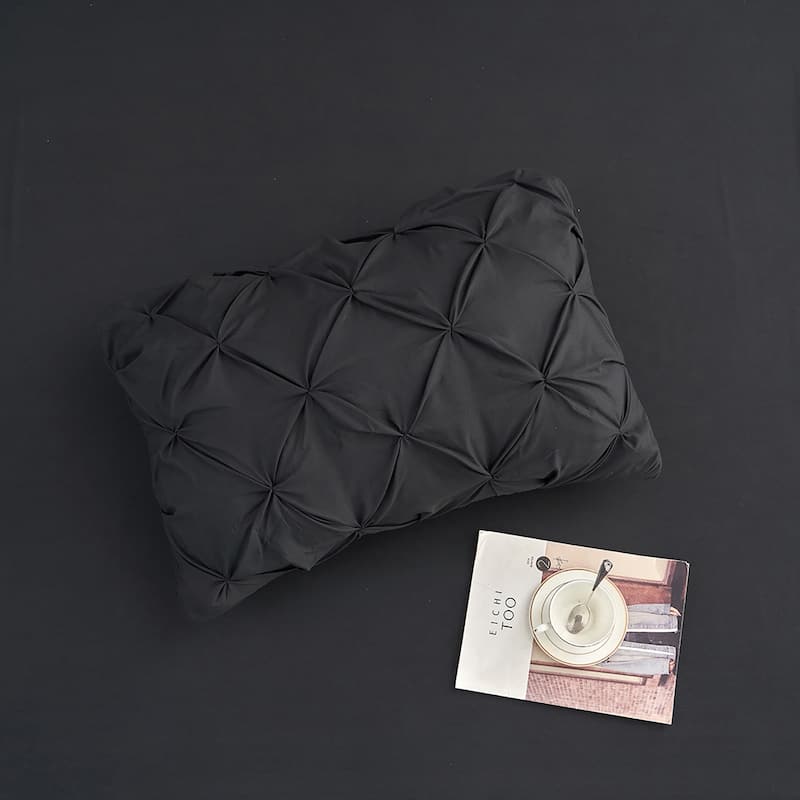 Black Pintuck Comforter Set Pinch Pleated Bed in A Bag