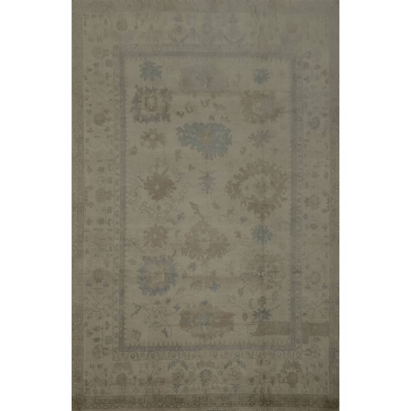 Hand Knotted Oriental 100% Wool Carpet Transitional All-Over Beige & Ivories Oushak Area Rug - 10' 0'' X 8' 0''