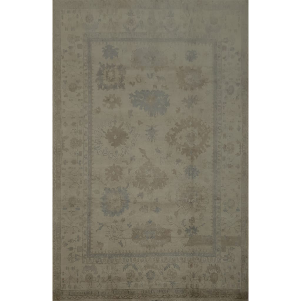 Hand Knotted Oriental 100% Wool Carpet Transitional All-Over Beige & Ivories Oushak Area Rug - 10' 0'' X 8' 0''