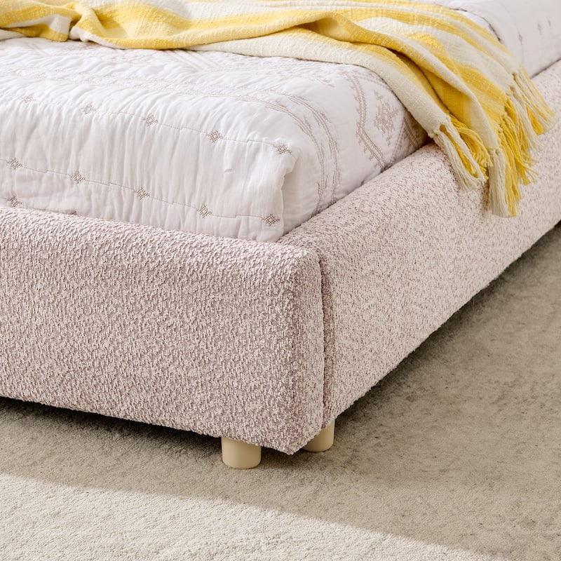 Queen Size Upholstered Bed Frame with Tall Headboard