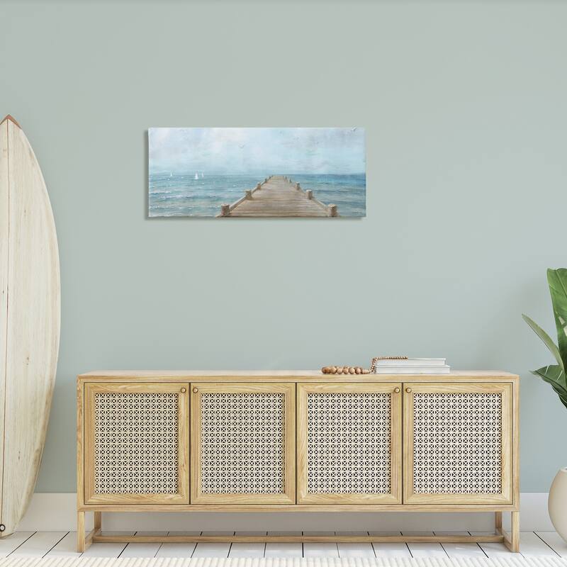 Stupell Waterfront Pier Coastal Ocean View Stretched Canvas Wall Art, Design by Danhui Nai