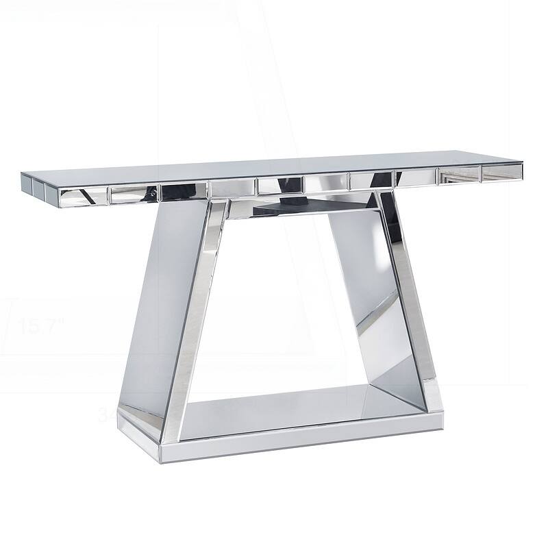 Modern Full-Body Mirror Console Table with Sturdy Construction and Open Storage