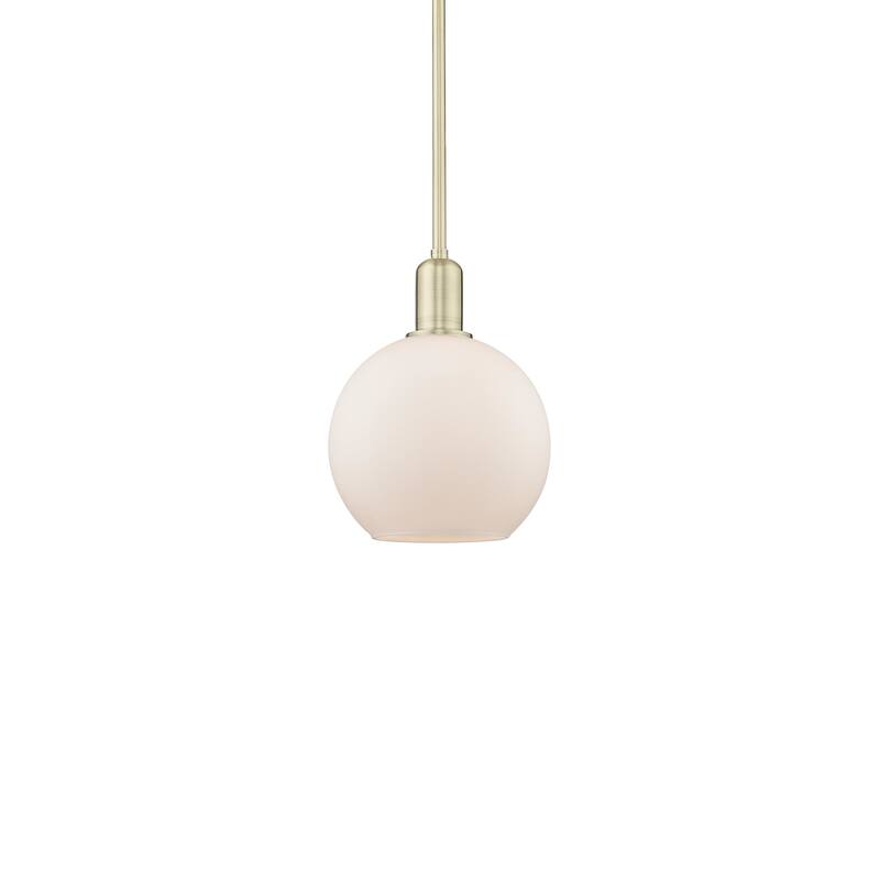 Innovations Lighting 716-1S-11-8 Athens Pendant Athens 8" Wide Mini - Antique Brass / Matte White