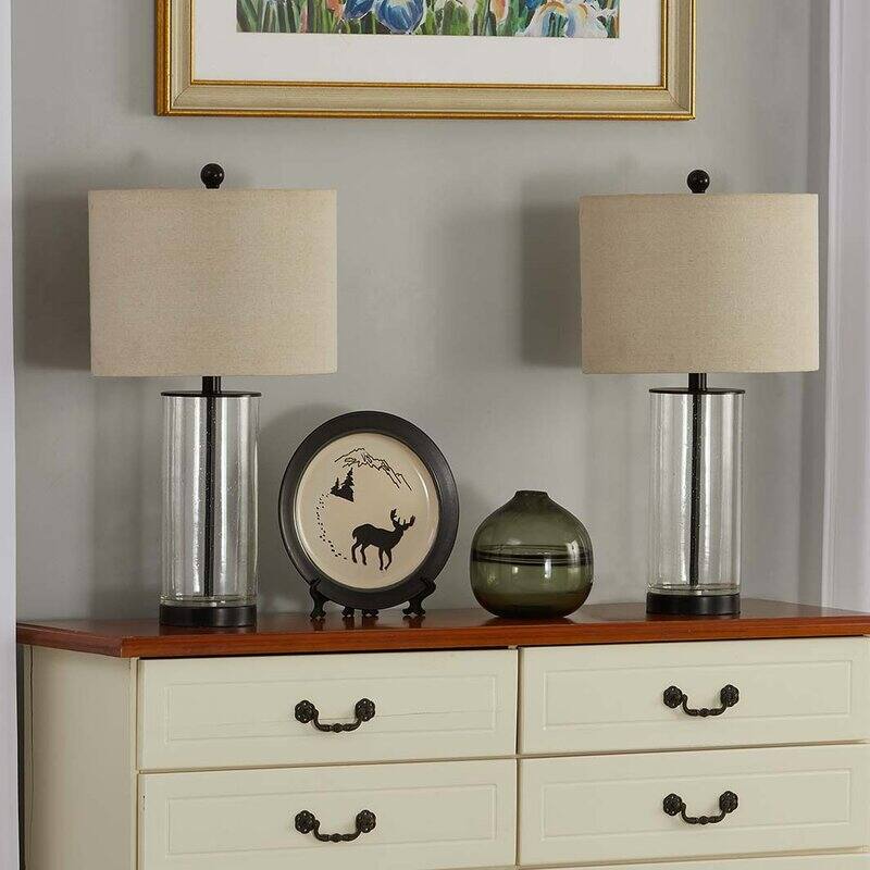 23.75" Clear Glass Table Lamp Set (Set of 2) - 13*13*23.75 - Black