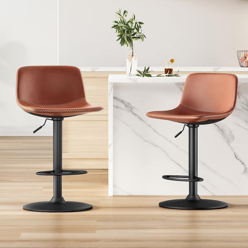 Adjustable Bar Stools Set of 2, Modern Swivel Bar Stools, Bar Height Stools with Back Support Counter Height Bar Stools